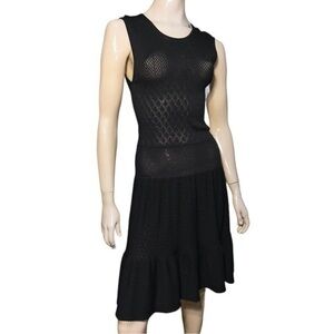Issa London Women’s Size L Black Viscose Blend Knit Sleeveless Fit Flare Dress
